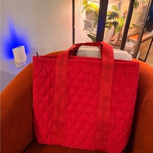 Victoria's Secret Vibrant Red Quilted Tote
